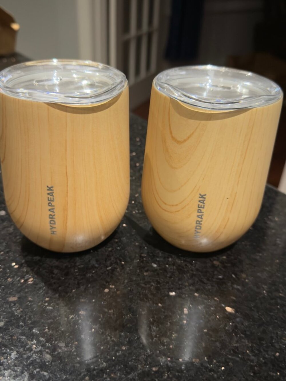 HydraPeak 12oz Insulated Tumbler Set of 2 Wood Grain Clear Lids